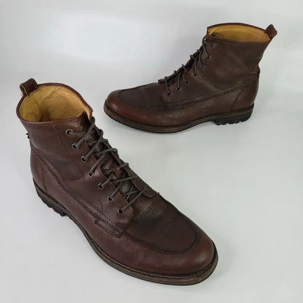FRYE Men's Dakota Boot Lace Up Brown Leather Boots Size 12 D Shoes